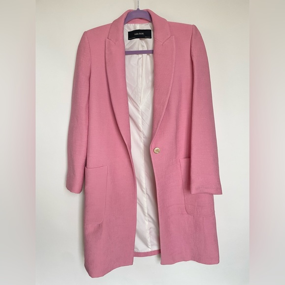 Zara Pink Bubble Gum Textured Weave Coat - XS - Picture 9 of 16